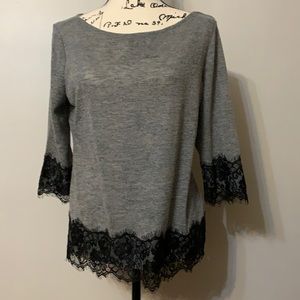 New York & Company black lace trimmed top